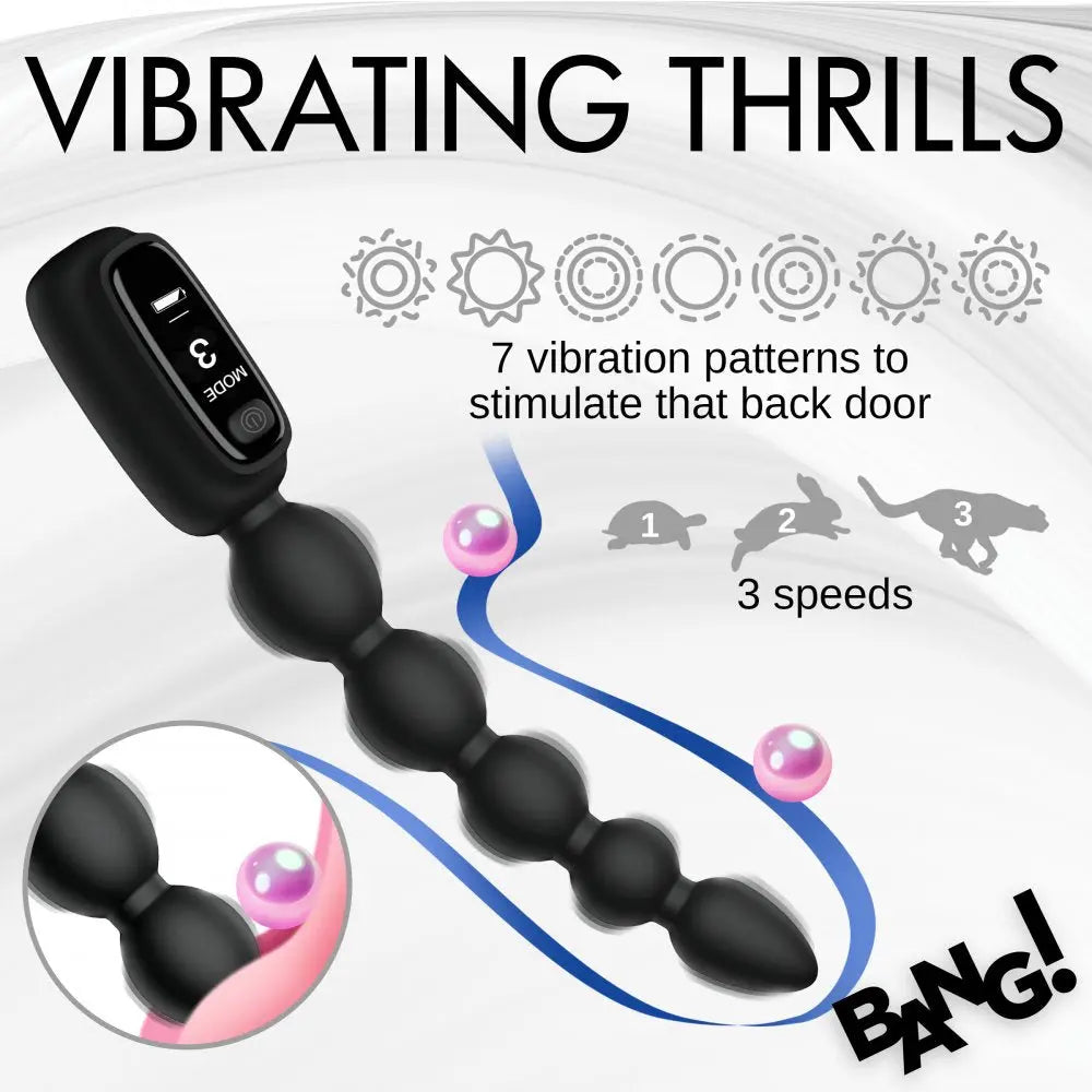 Vibrating Silicone Anal Beads with Digital Display  Anal