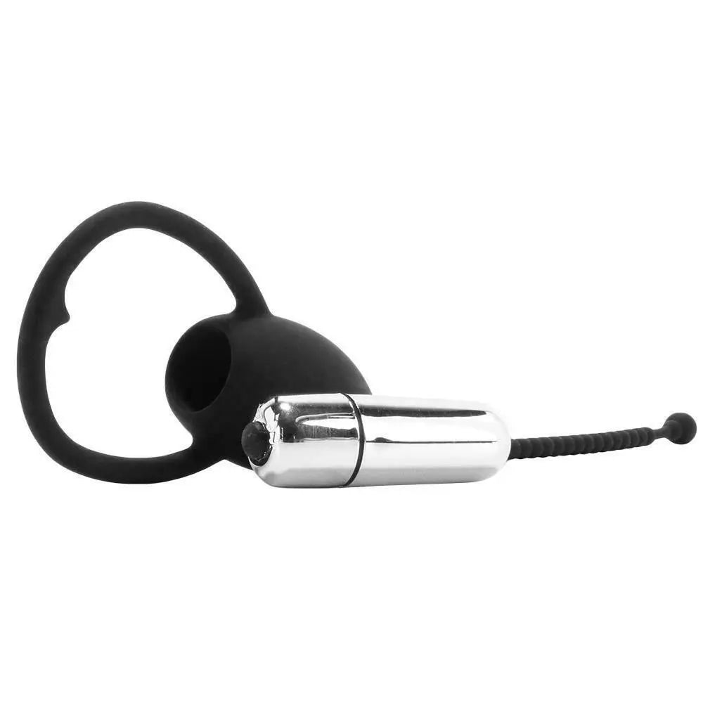 Vibrating Urethra Sex Toy- Urethral Sounding Silicone Vibrating Bullet Plug Black  Fetish - Urethral