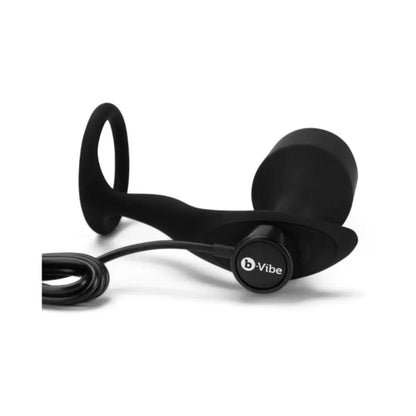 Vibrating Weighted Silicone Anal Plug with Cockring XL Black  Prostate Play