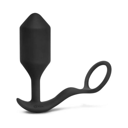 Vibrating Weighted Silicone Anal Plug with Cockring XL Black  Prostate Play