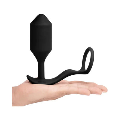 Vibrating Weighted Silicone Anal Plug with Cockring XL Black  Prostate Play