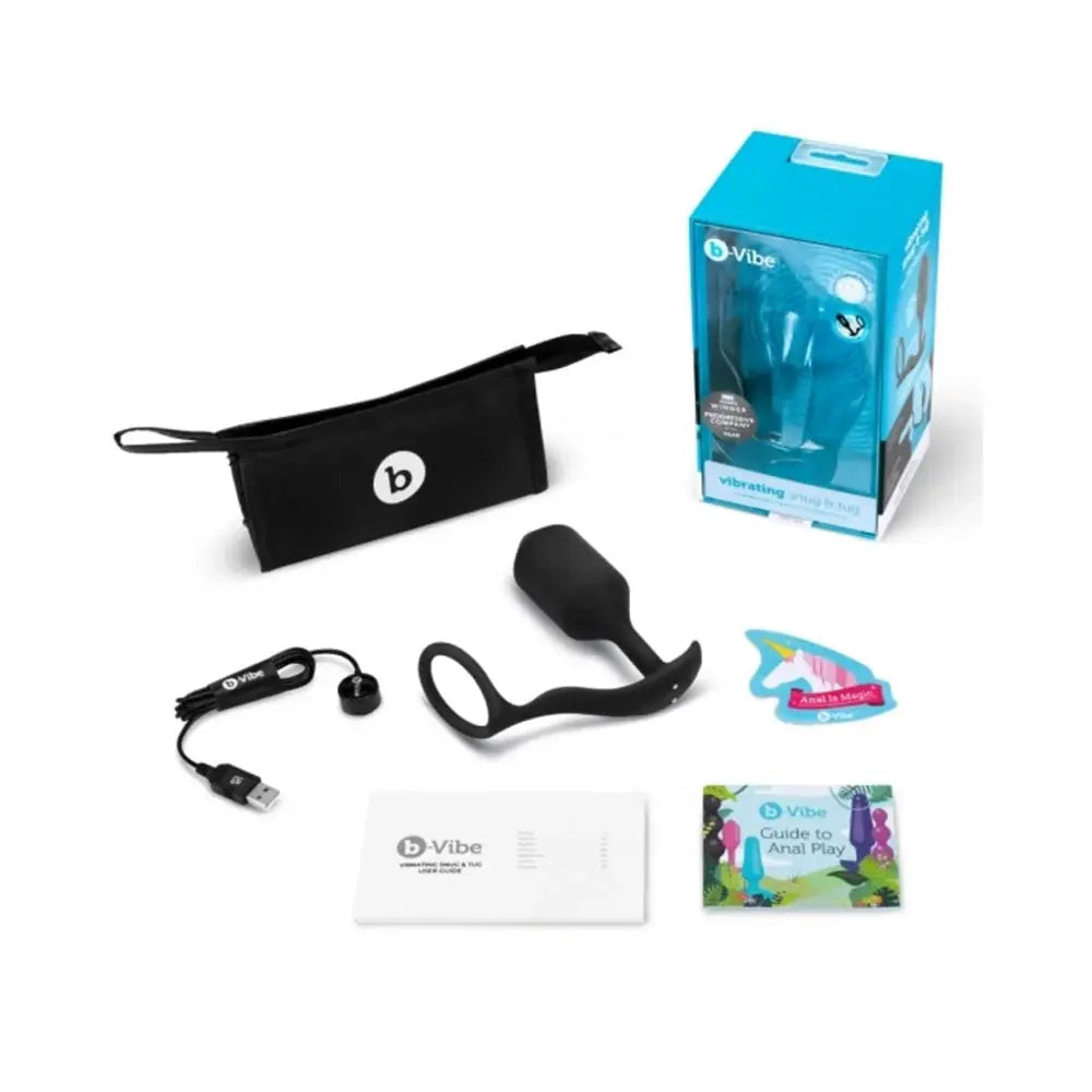 Vibrating Weighted Silicone Anal Plug with Cockring XL Black  Prostate Play