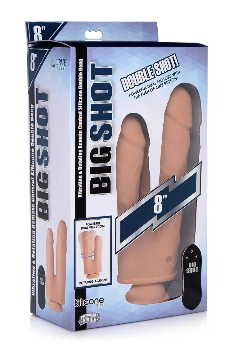 Vibrating and Rotating Silicone Double Dildo with Remote  Suction Cup Dildos