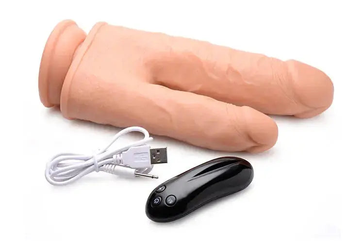 Vibrating and Rotating Silicone Double Dildo with Remote  Suction Cup Dildos