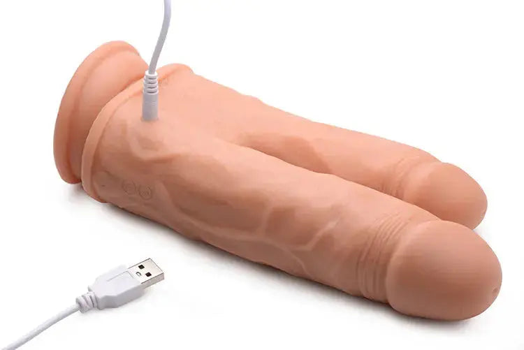 Vibrating and Rotating Silicone Double Dildo with Remote  Suction Cup Dildos