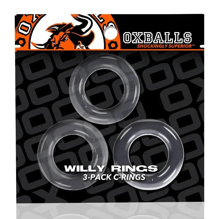 WILLY RINGS, 3-pack cockrings - CLEAR  For Him