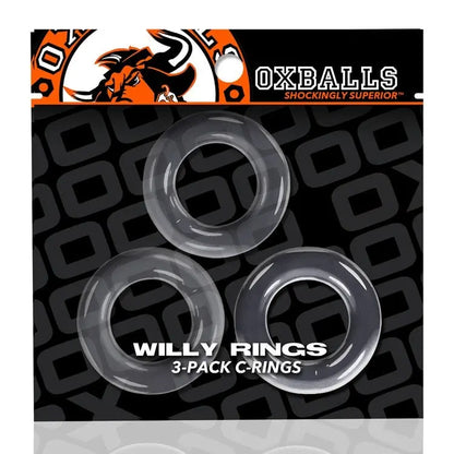 WILLY RINGS, 3-pack cockrings - CLEAR  For Him