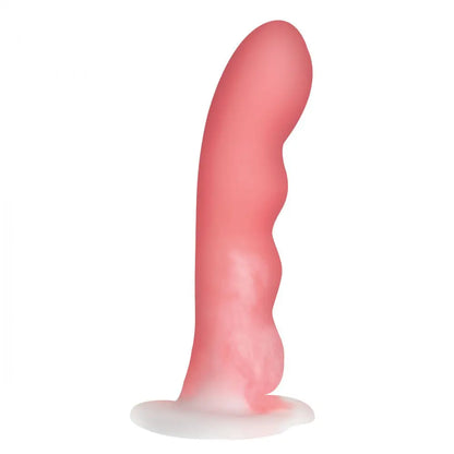 Wavy Silicone Pink and White Dildo Sex Toy Heart Suction Cup Dildo  Dildos