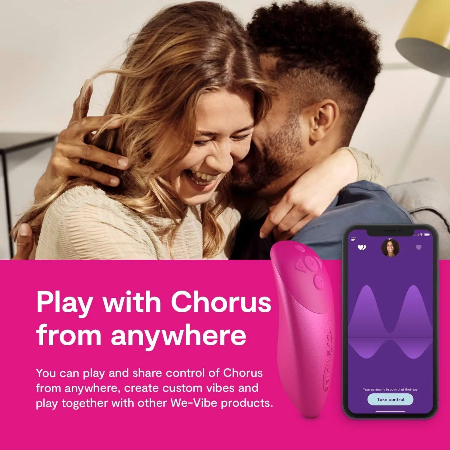 We-Vibe Chorus Couples Vibrator - Cosmic Pink Sex Toy for Couples  Vibrators