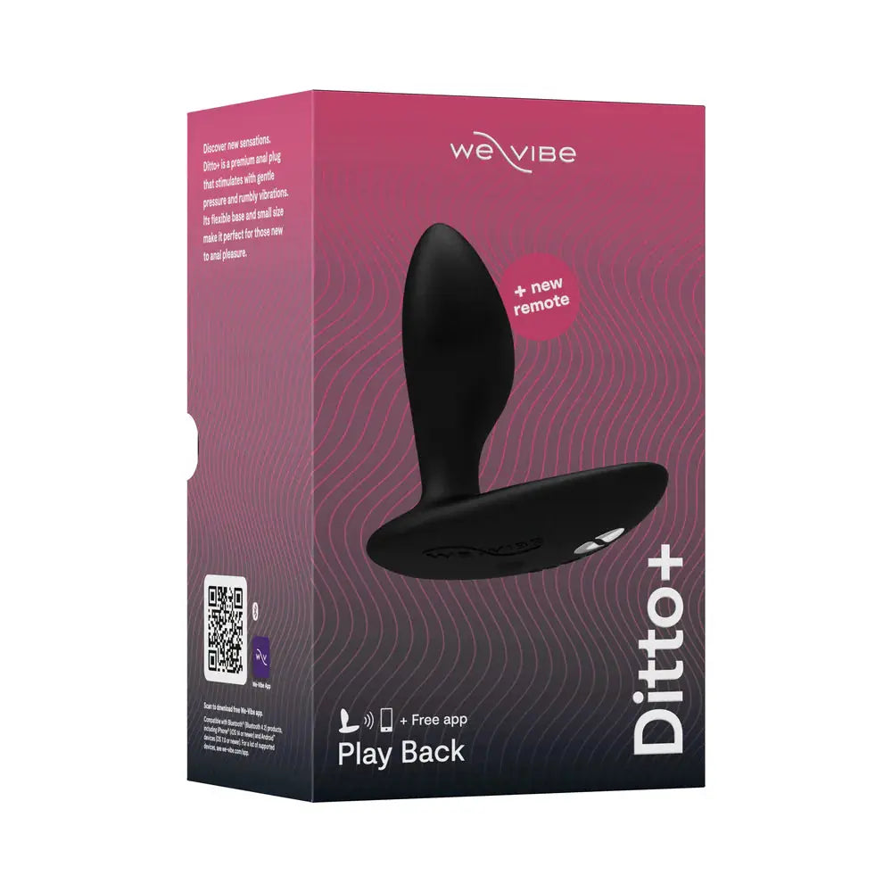 We-Vibe Ditto+ Vibrating Anal Plug - Satin Black  Vibrating Anal Sex Toy