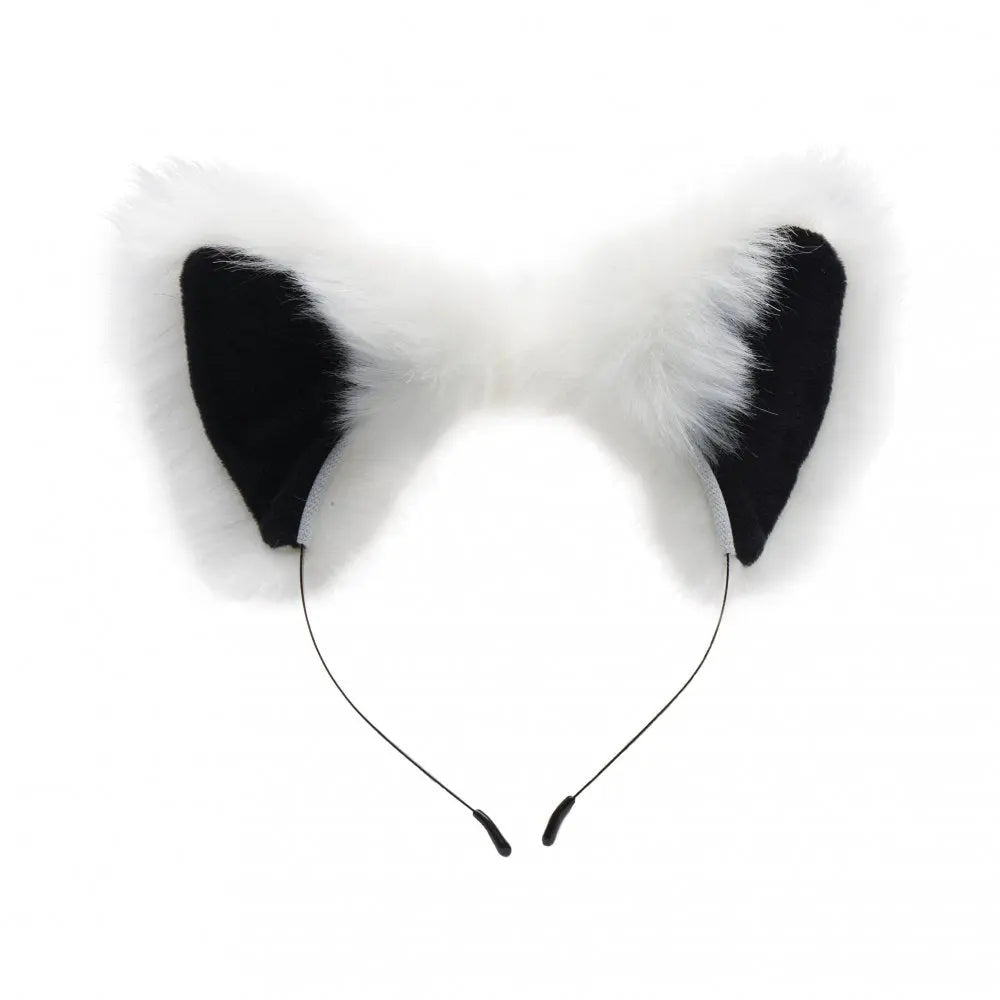 White Fox Tail Anal Plug and Ears Set  BDSM Pet Play