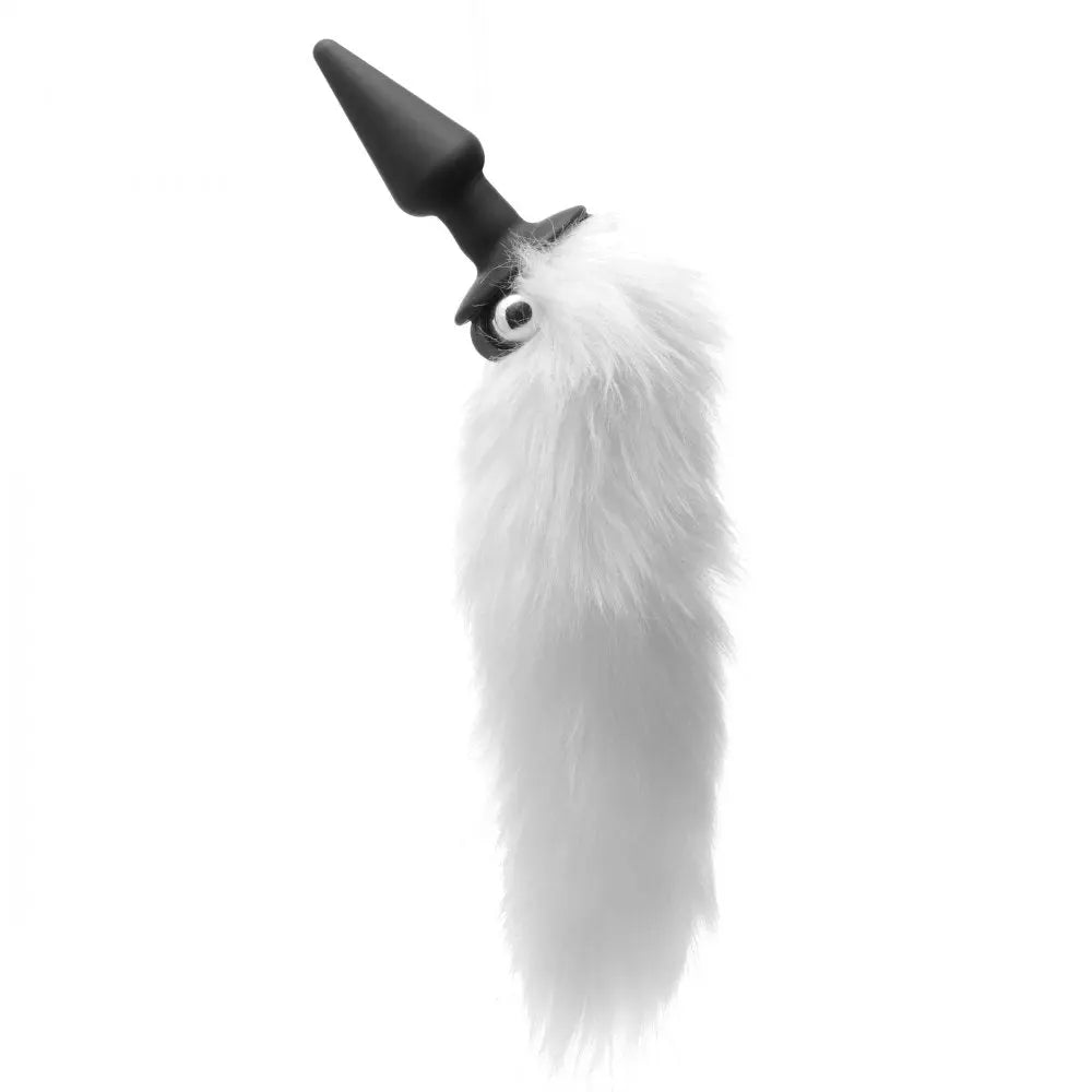 White Fox Tail Vibrating Anal Plug  BDSM Pet Play Anal Plug