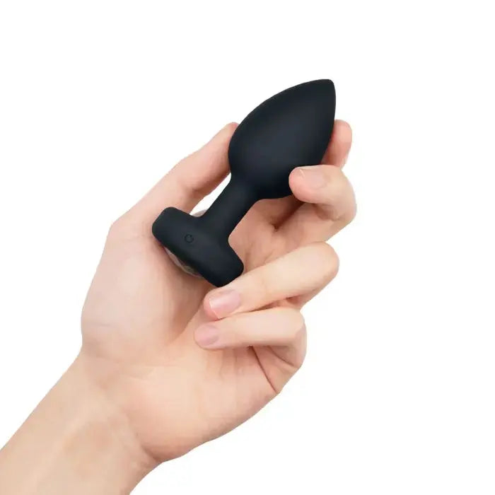 Wide Base Vibrating Jewel Butt Plug | M/L | BLACK  Vibrating Anal Sex Toy