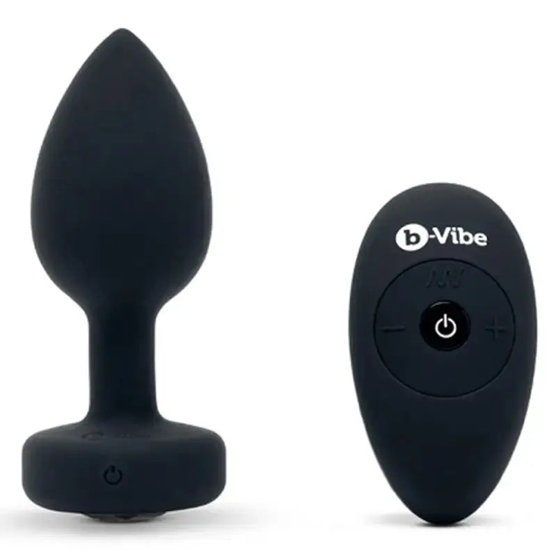 Wide Base Vibrating Jewel Butt Plug | M/L | BLACK  Vibrating Anal Sex Toy