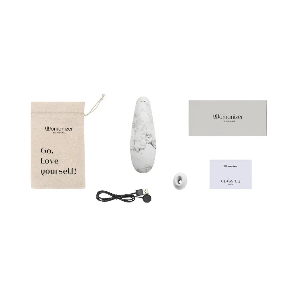 Womanizer Classic 2 Vibrator- Marilyn Monroe Special Edition - White Marble  Vibrators