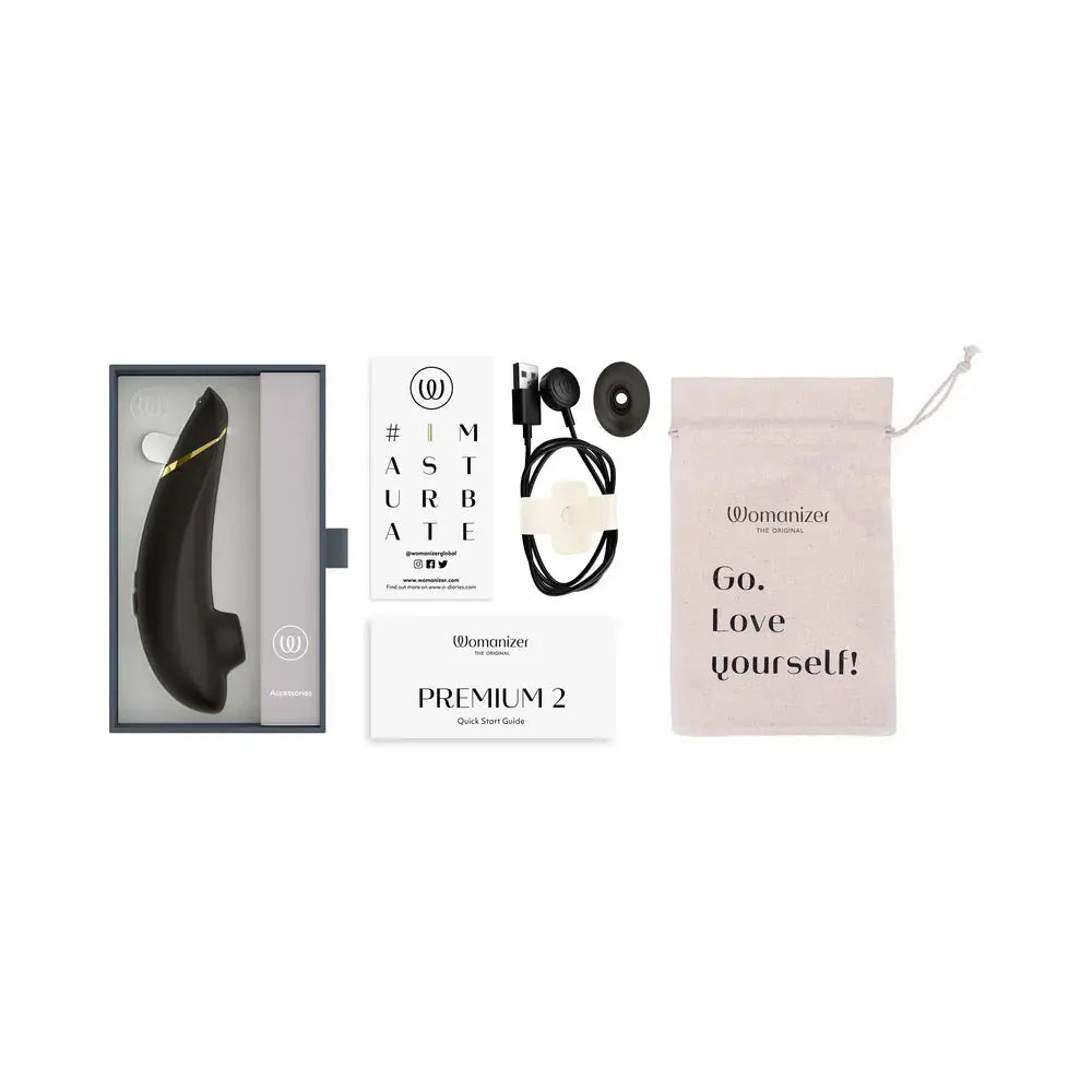 Womanizer Premium 2 Clit Suction Vibrator Sex Toy - Black  Suction Vibrators