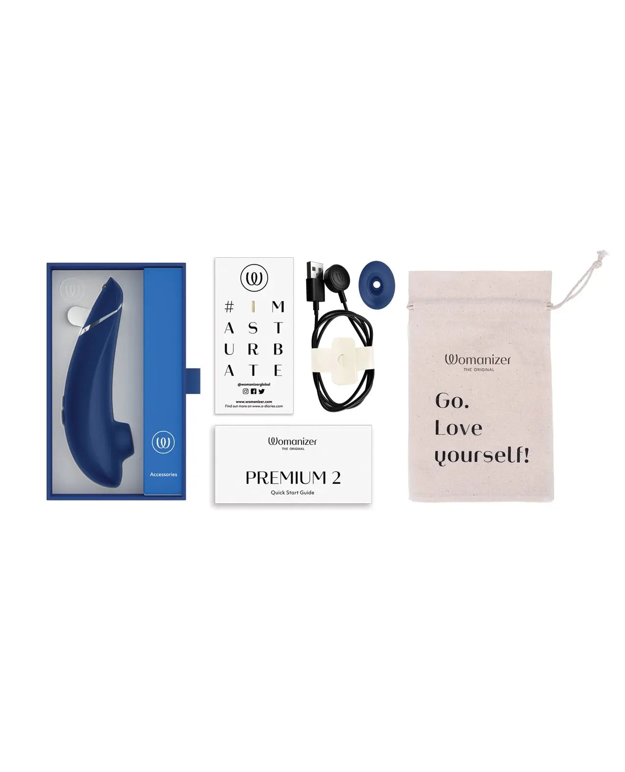 Womanizer Premium 2 Clit Suction Vibrator Sex Toy - Blueberry  Suction Vibrators