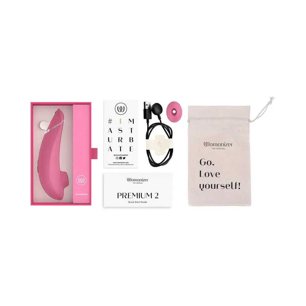 Womanizer Premium 2 Clit Suction Vibrator Sex Toy - Raspberry  Suction Vibrators