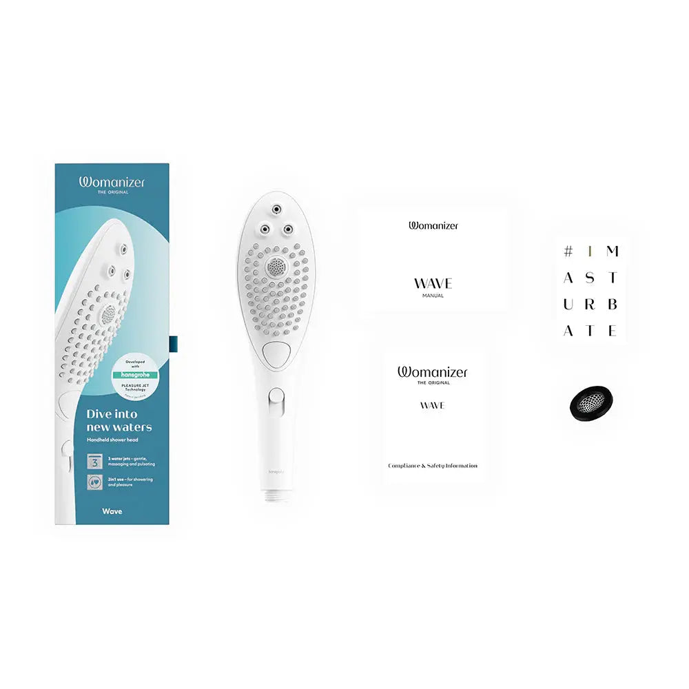 Womanizer Wave Shower Head Masturbator – 2-in-1 Pleasure Shower Head - White  Shower Head Masturbator