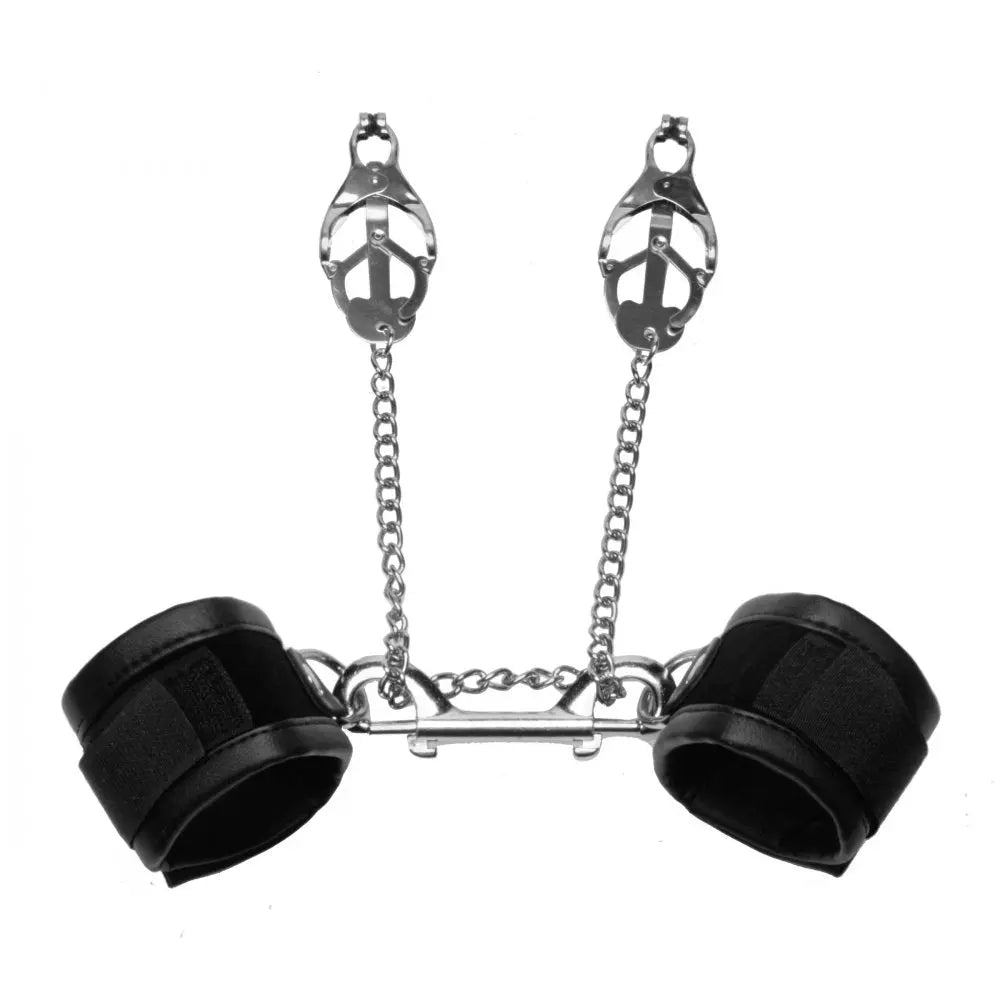 Wrist to Nipples Restraint Bondage Cuffs to Nipple Clamps BDSM Kit  Bondage Kits