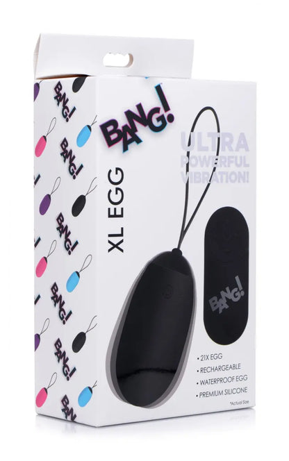 XL Silicone Vibrating Egg Vibrator Sex Toy - Black  Bullet Vibrators