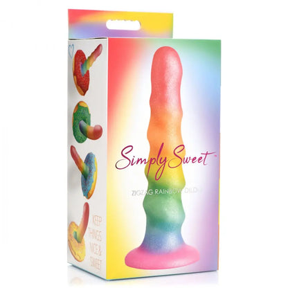Zigzag Rainbow Silicone Suction Cup Dildo Sex Toy  Suction Cup Dildos
