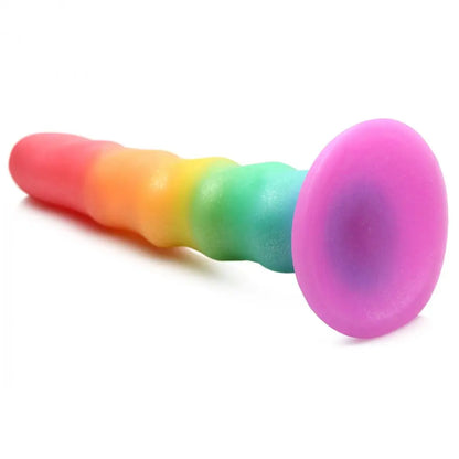 Zigzag Rainbow Silicone Suction Cup Dildo Sex Toy  Suction Cup Dildos
