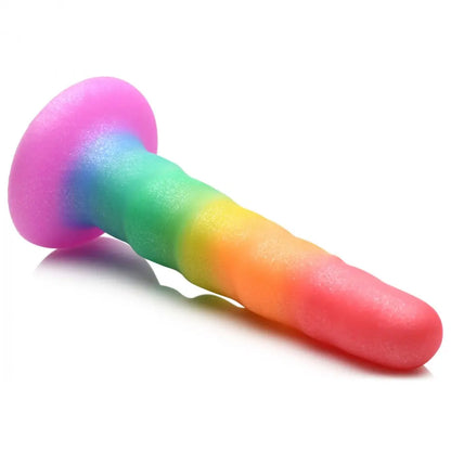 Zigzag Rainbow Silicone Suction Cup Dildo Sex Toy  Suction Cup Dildos