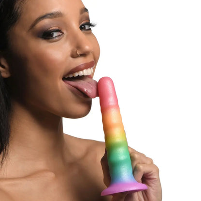 Zigzag Rainbow Silicone Suction Cup Dildo Sex Toy  Suction Cup Dildos