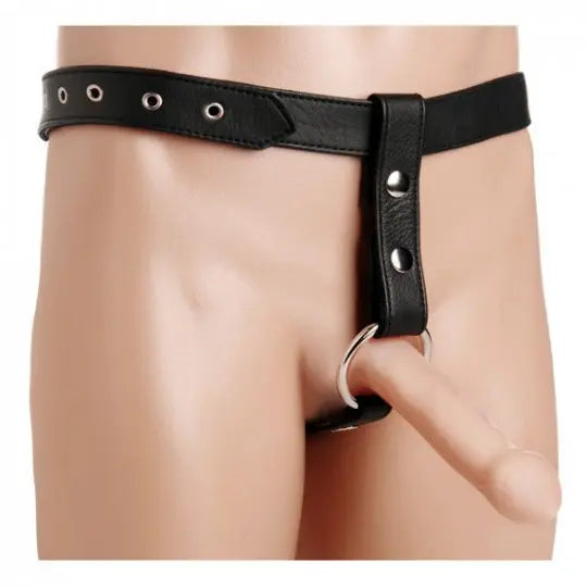 Leather Butt Plug Harness with Cock Ring - Bound By Desire