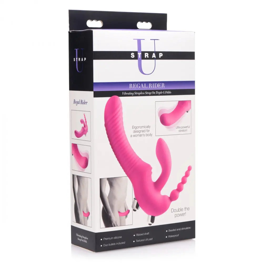 Regal Rider Vibrating Silicone Strapless Strap On Triple G Dildo - Bound By Desire