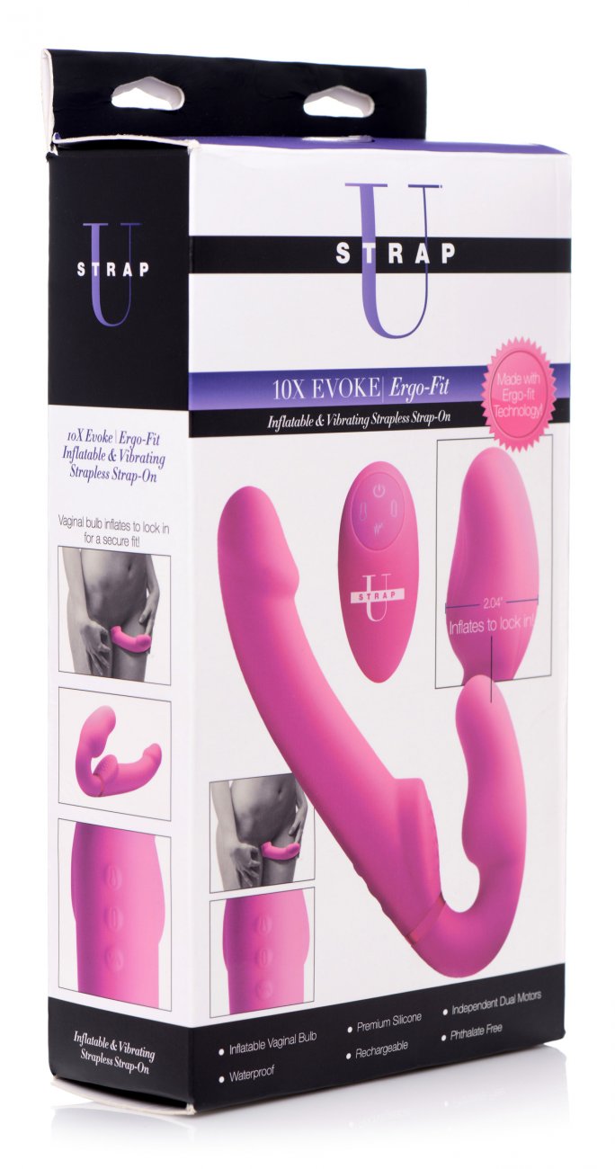 World's First Remote Control Inflatable Vibrating Silicone Ergo Fit Strapless Strap-On - Bound By Desire