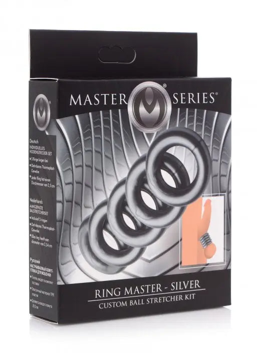 Ring Master Custom Ball Stretcher Kit - Silver - Bound By Desire