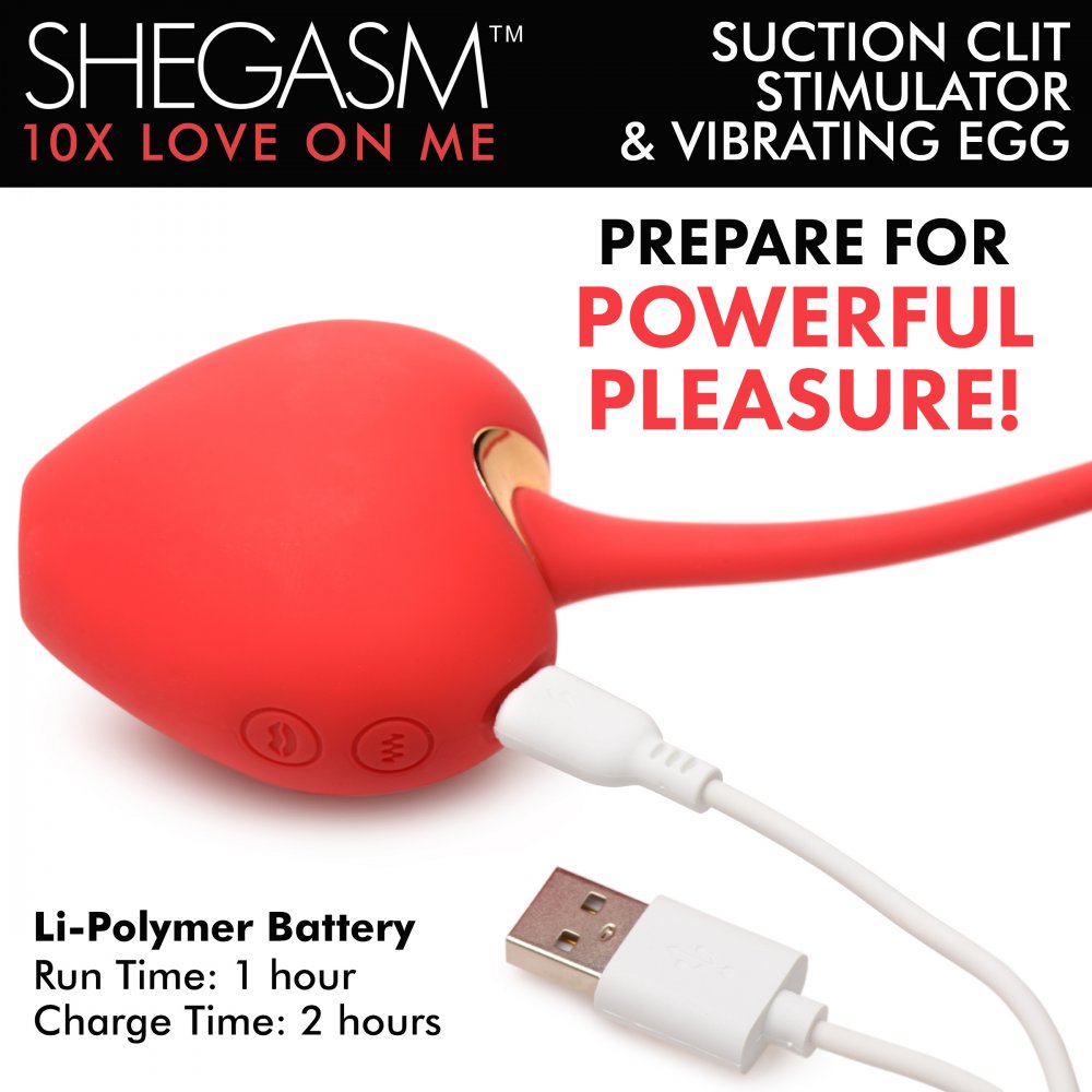 10X Love on Me Suction Clit Sucker and Vibrating Egg - Bound By Desire
