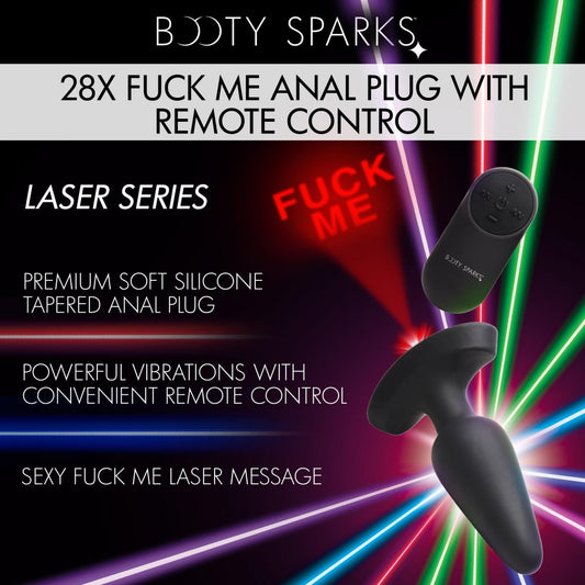 28X Laser Fuck Me Silicone Anal Plug with Remote Control - Large 