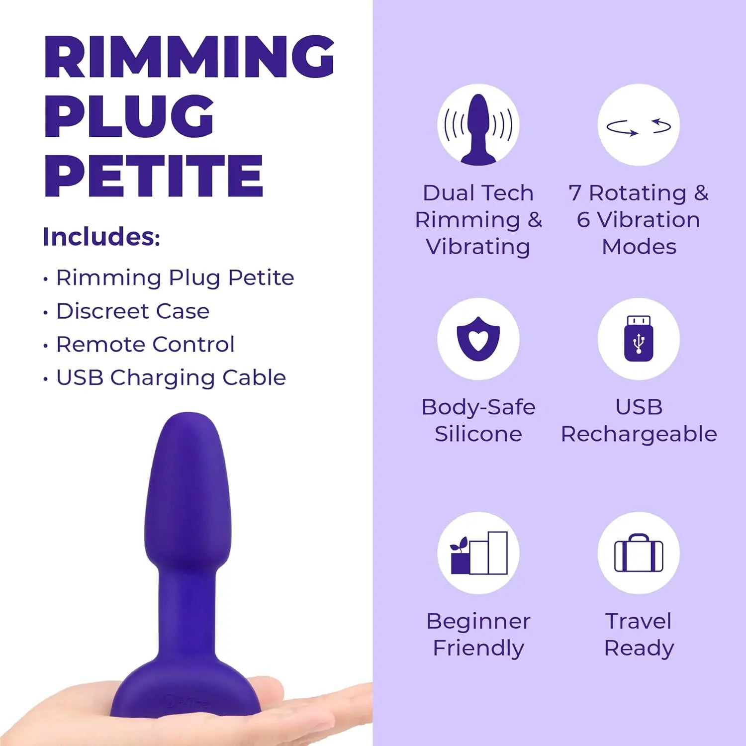 b-Vibe Petite Rimming Butt Plug Vibrating Anal Plug  Vibrating Anal Sex Toy