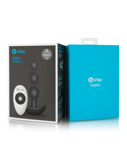 b-Vibe Remote Triplet Anal Beads - Black  Anal Beads