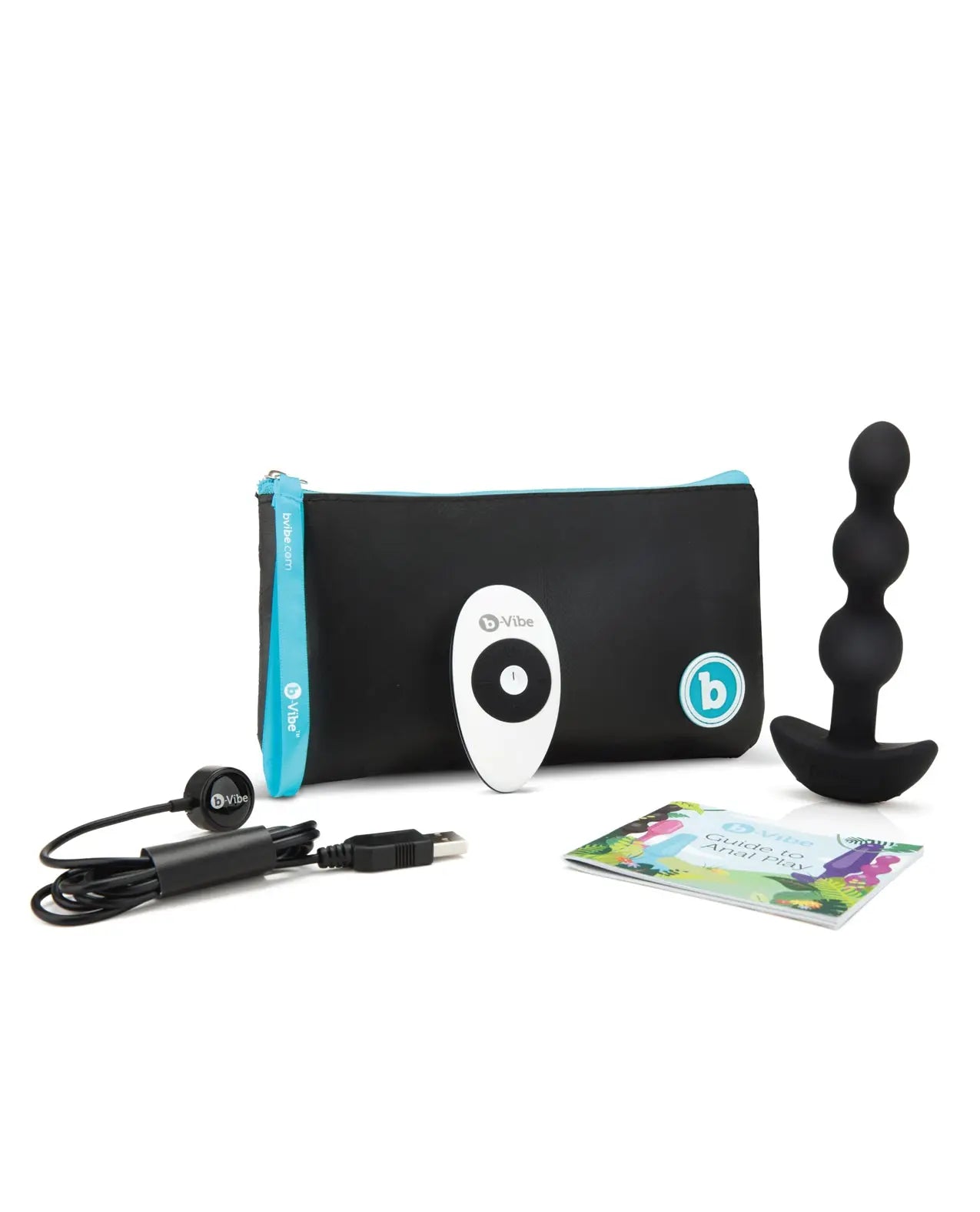 b-Vibe Remote Triplet Anal Beads - Black  Anal Beads