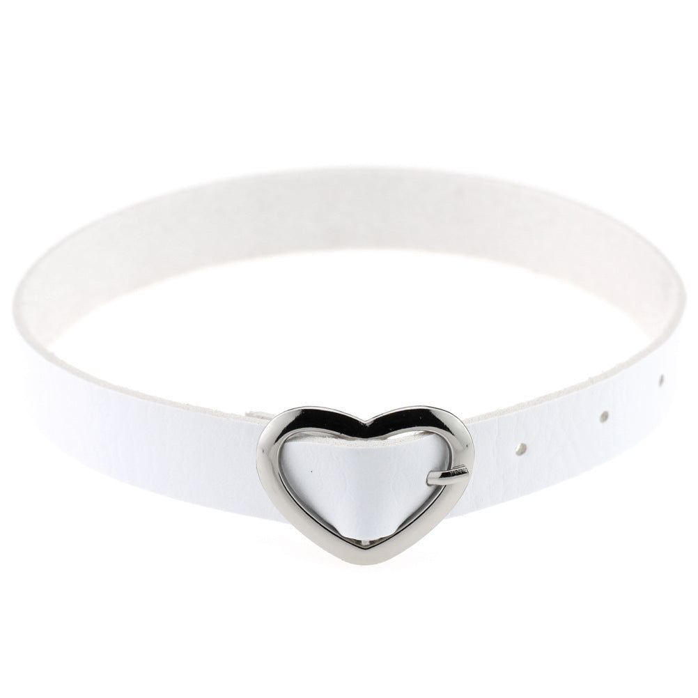 Heart Buckle Leather Submissive BDSM Collar 