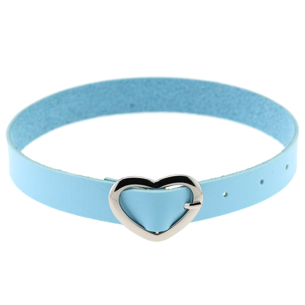 Heart Buckle Leather Submissive BDSM Collar 