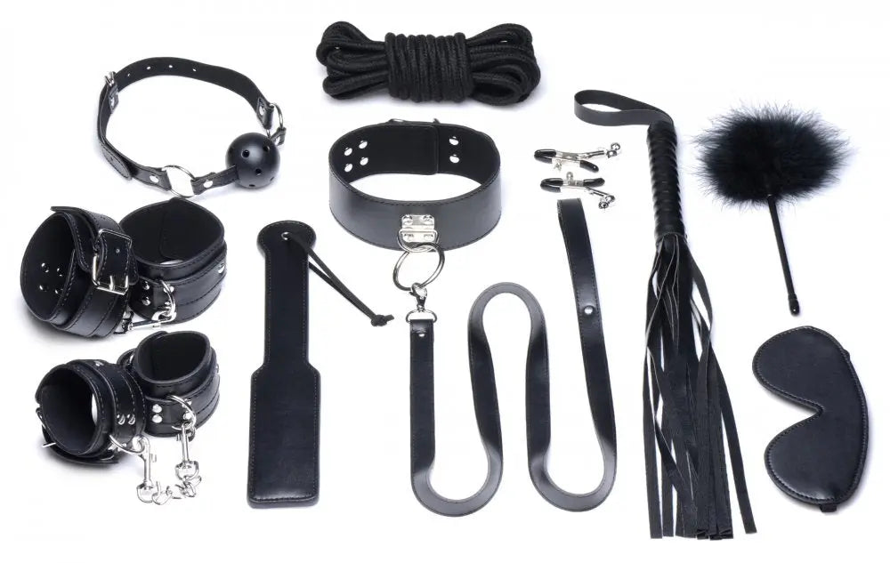 Deluxe 10 Piece Bondage Set  Luxury Leather