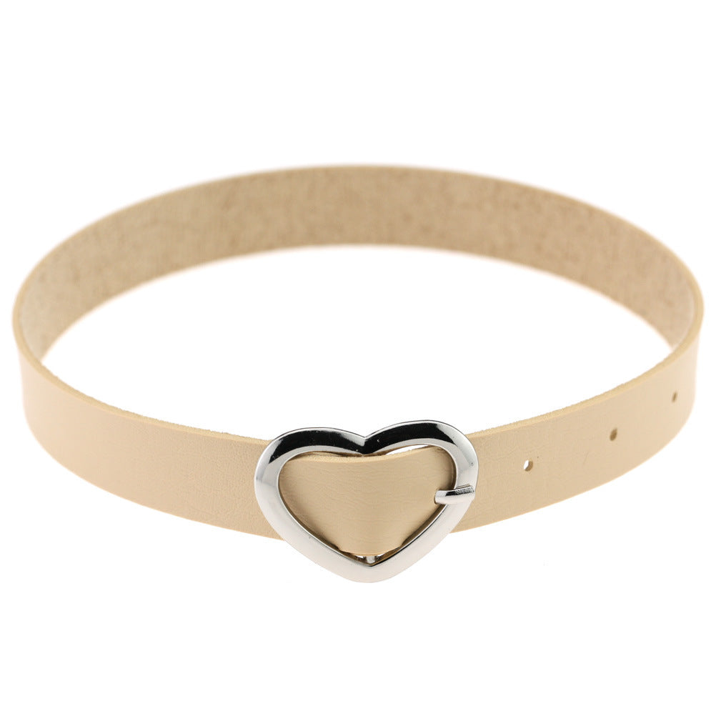 Heart Buckle Leather Submissive BDSM Collar 