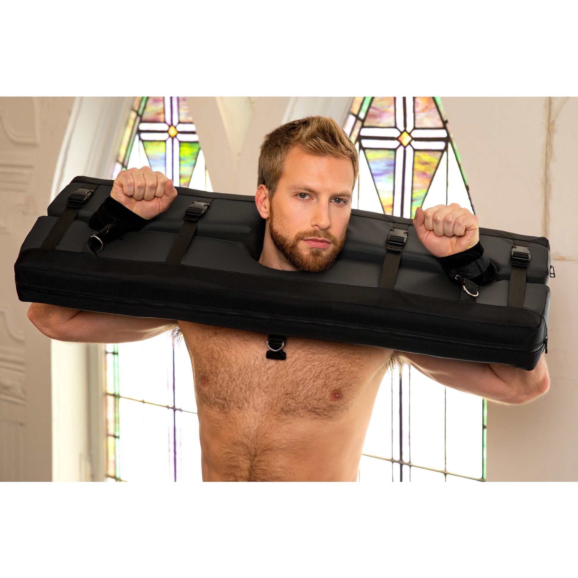 Bastion Bondage Stocks Black - non retail box 