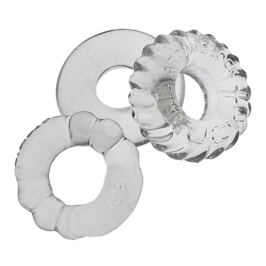 BONEMAKER 3-pack boner cockring kit - CLEAR OXBALLS