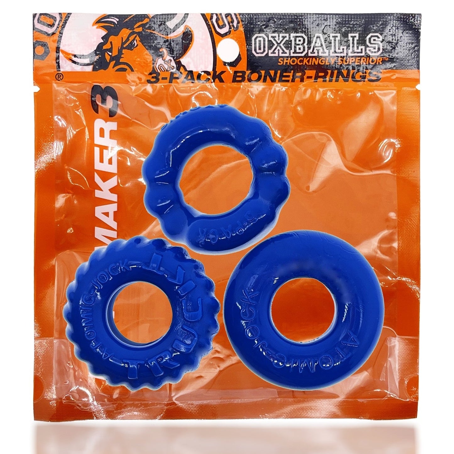 Oxballs BONEMAKER 3-pack boner cockring kit - POOL BLUE 