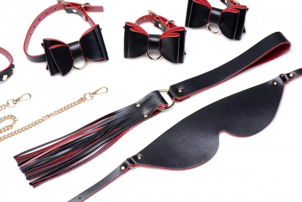 Black and Red Bow Bondage Set with Carry Case - Bound By Desire