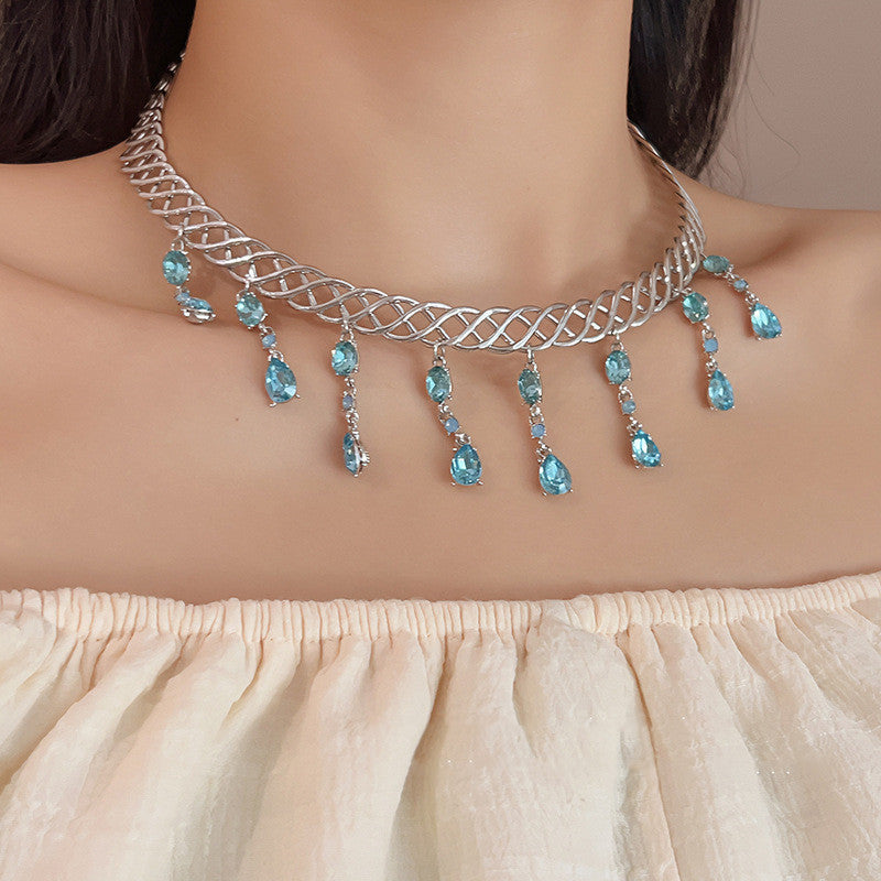 Blue Water Drop Zircon Collar Women's Fashion 