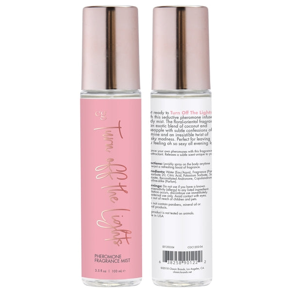 TURN OFF THE LIGHTS Fragrance Body Mist with Pheromones - Floral - Oriental 3.5oz | 103mL 