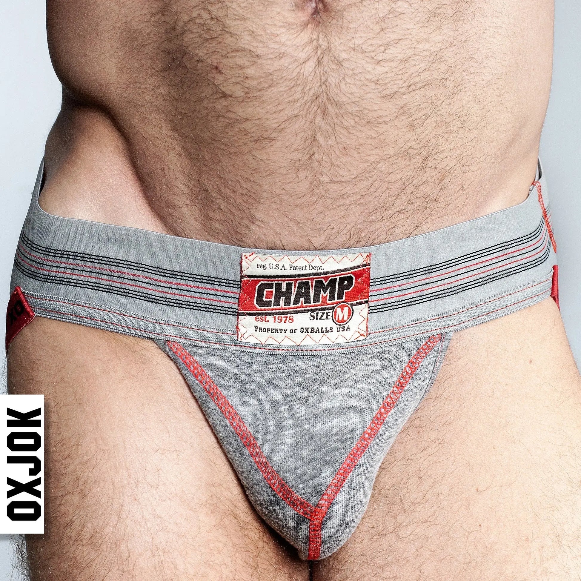 CHAMP, vintage sweatshirt jockstrap, GRAY HEATHER, SMALL  For Him