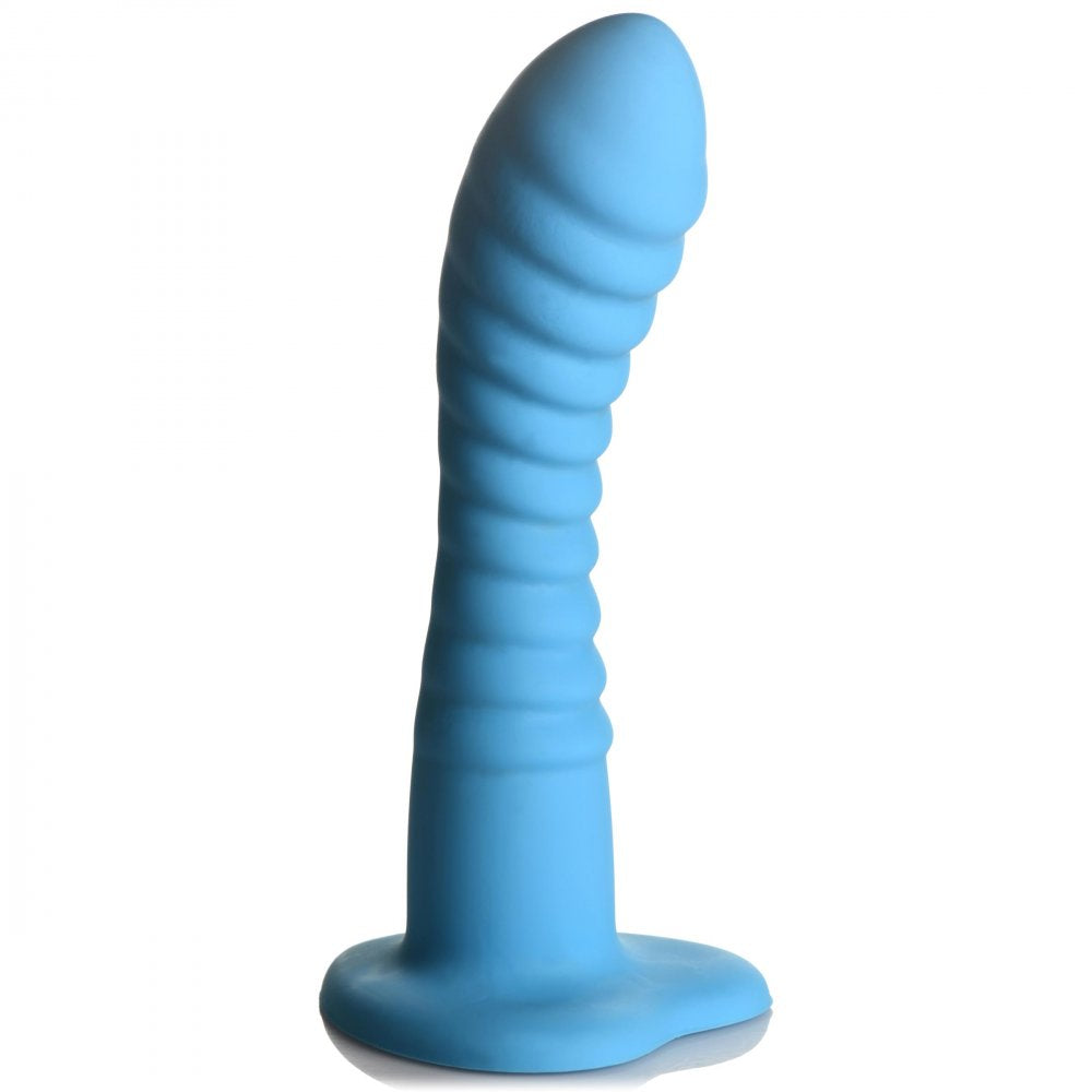 Ribbed Dildo Sex Toy Textured Dildo Heart Suction Cup Sex Toy Silicone Blue